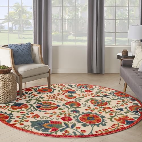 Nourison Home Aloha Red Multicolor 8' Round
