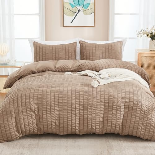 AveLom Taupe Seersucker Duvet Cover
