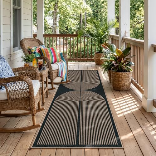 Lahome Modern Rainbow Hallway Runner Rug, 2x6 Washable Easy Jute Rugs for Entryway Kitchen Farmhouse Indoor Outdoor Carpet, Non Slip Runner for Porch Bedroom Laundry Front Door