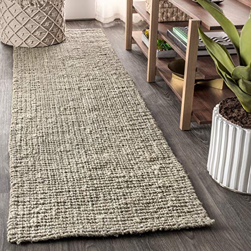 JONATHAN Y Pata Hand Woven Chunky Jute Gray Runner Rug, 2x20, Bohemian, Rustic, Cottage, Easy-Cleaning for Living Room, Bedroom, Kitchen, Non-Shedding (NRF102C-220)