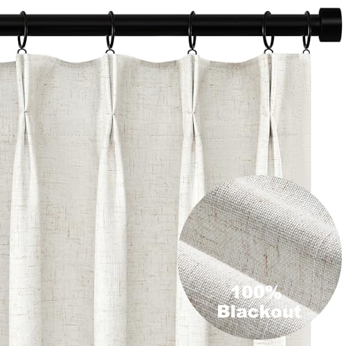 Topfinel 63 Inch Blackout Linen Curtains