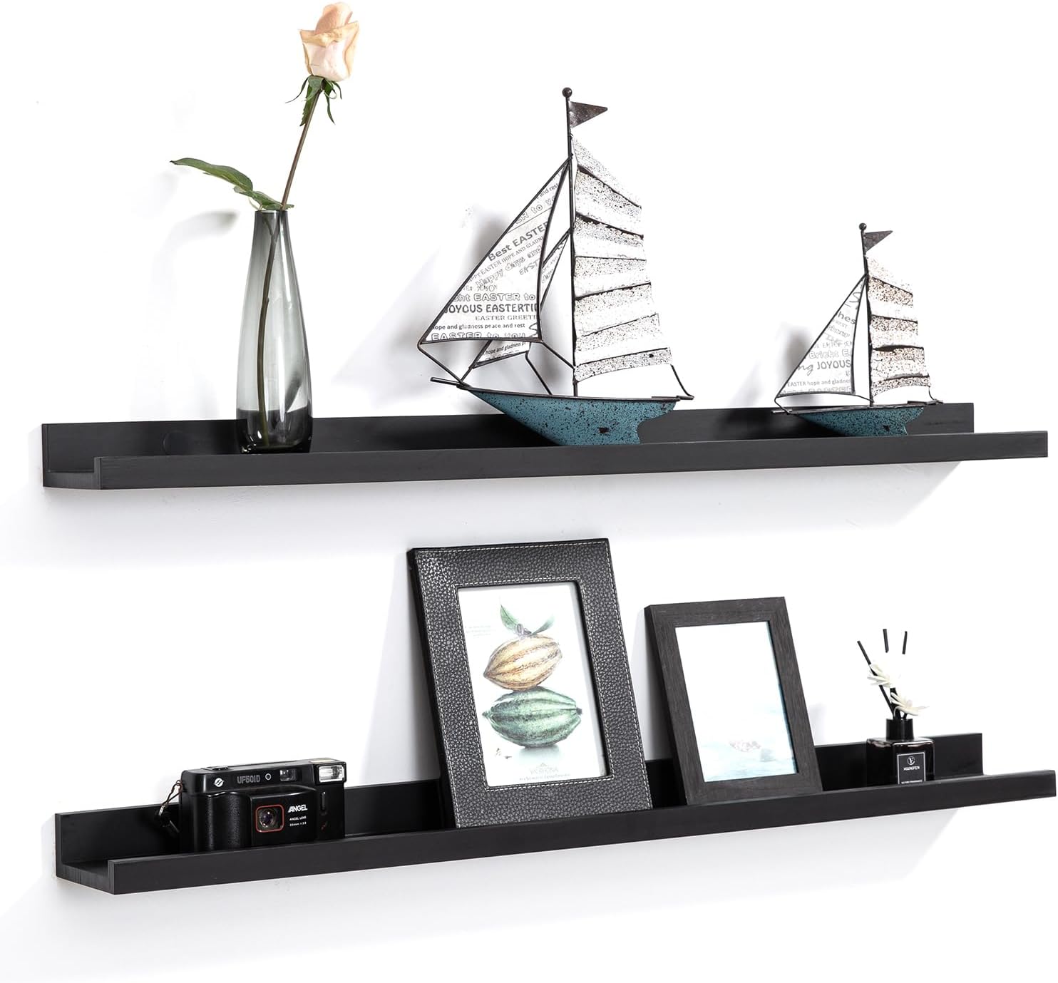 AZSKY 48 Inch Black Picture Ledge (Set of 2)
