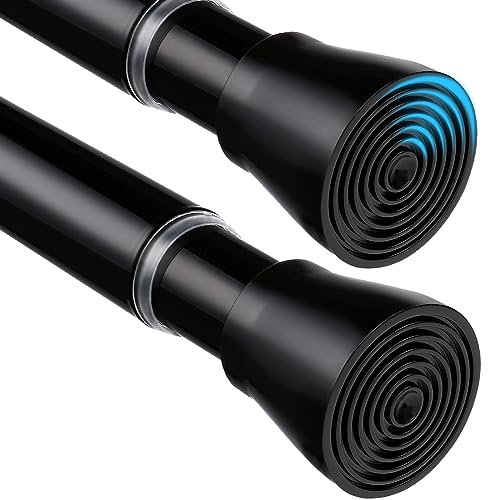 2 Pack Black Shower Curtain Rod 30 to 64 Inch Black Shower Tension Rod 7/8" Adjustable Curtain Rod No Drilling Spring Tension Curtain Rod Shower Rods for Bathroom Windows Doorways Closet