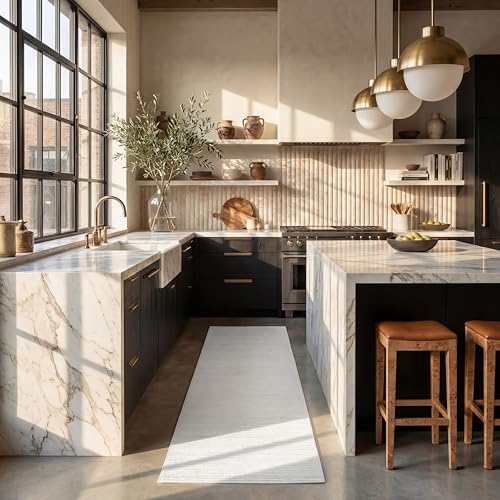 SAFAVIEH Vision Collection Runner Rug - 22' Runner, Ivory, Contemporary Design, Stain Resistant, Ideal for High Traffic Areas in Hallway, Bathroom & Kitchen (VSN606J-222)