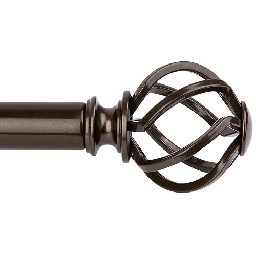 KAMANINA Extra Long Curtain Rods for Windows 120 to 170 Inch, 1 Inch Bronze Heavy Duty Curtain Rods 140 to 195 Inch, Adjustable Drapery Rods with Twisted Cage Finials