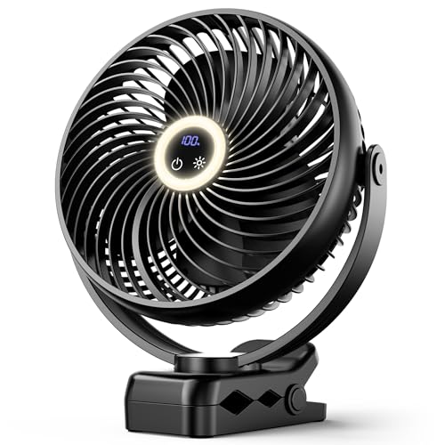 Koonie 10000mAh Portable Clip on Fan with LED Lantern