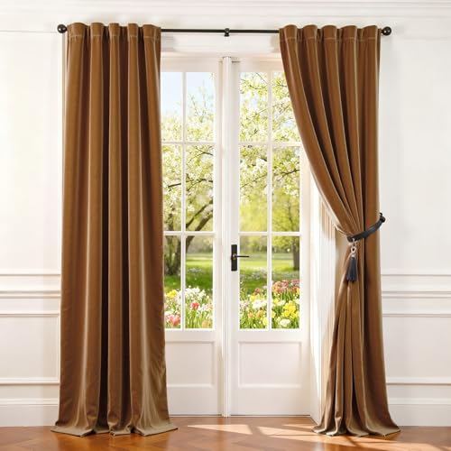Lazzzy Velvet Glod Brown Curtains 96"