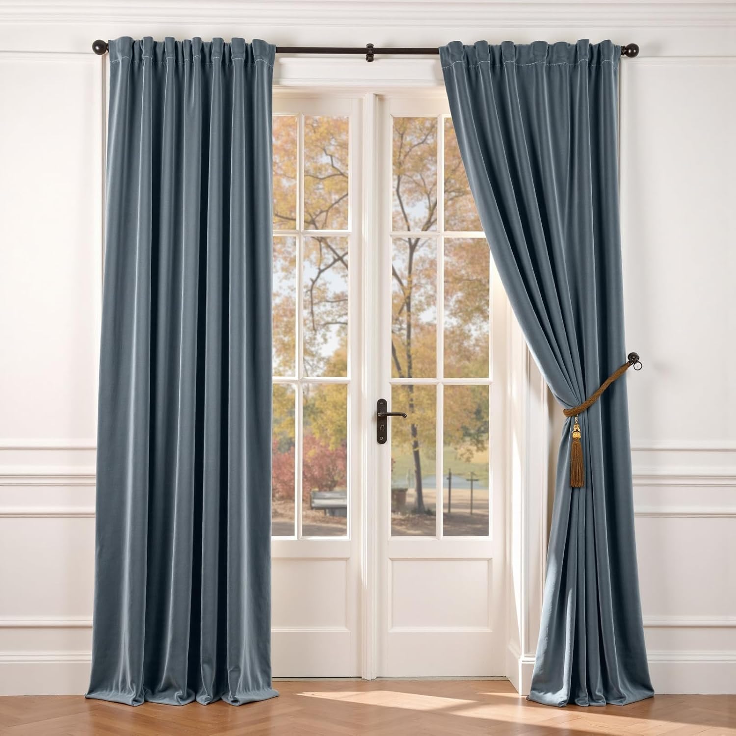 Lazzzy Velvet Curtains Blue Room 90 Inch
