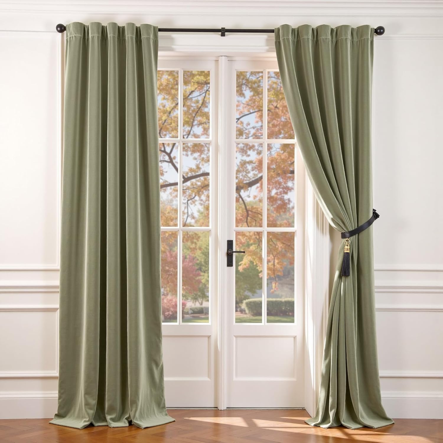 Lazzzy Velvet Curtains Sage Green