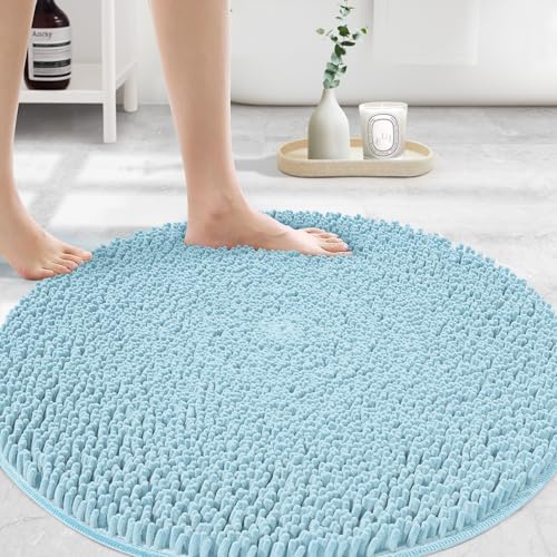MAYSHINE Round Area Rug Set (Spa Blue)