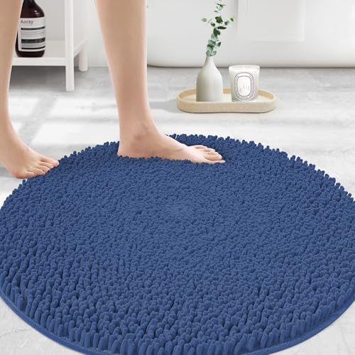 MAYSHINE Round Area Rug Set (Dark Blue)