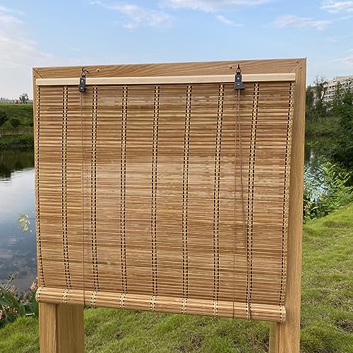 XIUXIU Bamboo Roller Shades Roman Shades for Window Roll Up Blinds for Home Light Filtering Indoor Outdoor Patio A56 W x 83" H