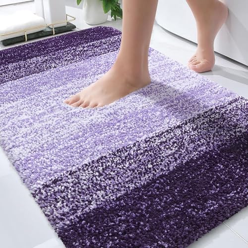 OLANLY Bathroom Rugs Mat 36x24, Extra Soft Absorbent Microfiber Bath Rugs, Rubber Backing, Quick Dry, Machine Washable Bath Mats for Bathroom Floor, Tub and Shower, Home Decor Accessories, Violet