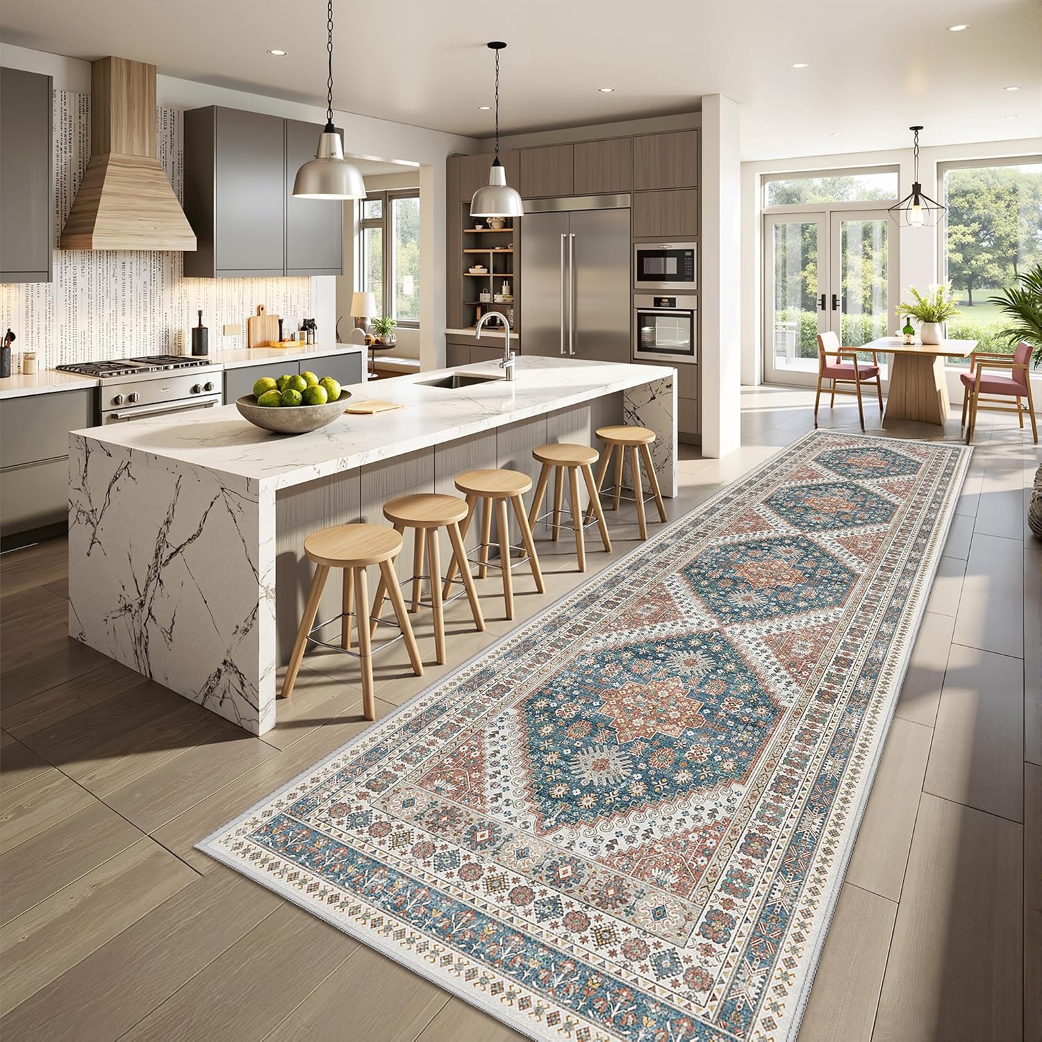 Restydon Runner Rug 2x10 (Blue/Red)