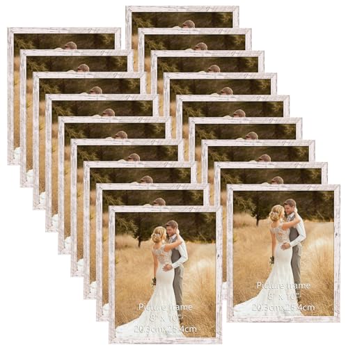WIFTREY 8x10 Picture Frame Set of 18, Multi Photo Frames 8 by 10 Bulk for Wall Hanging or Tabletop Display, Distressed White