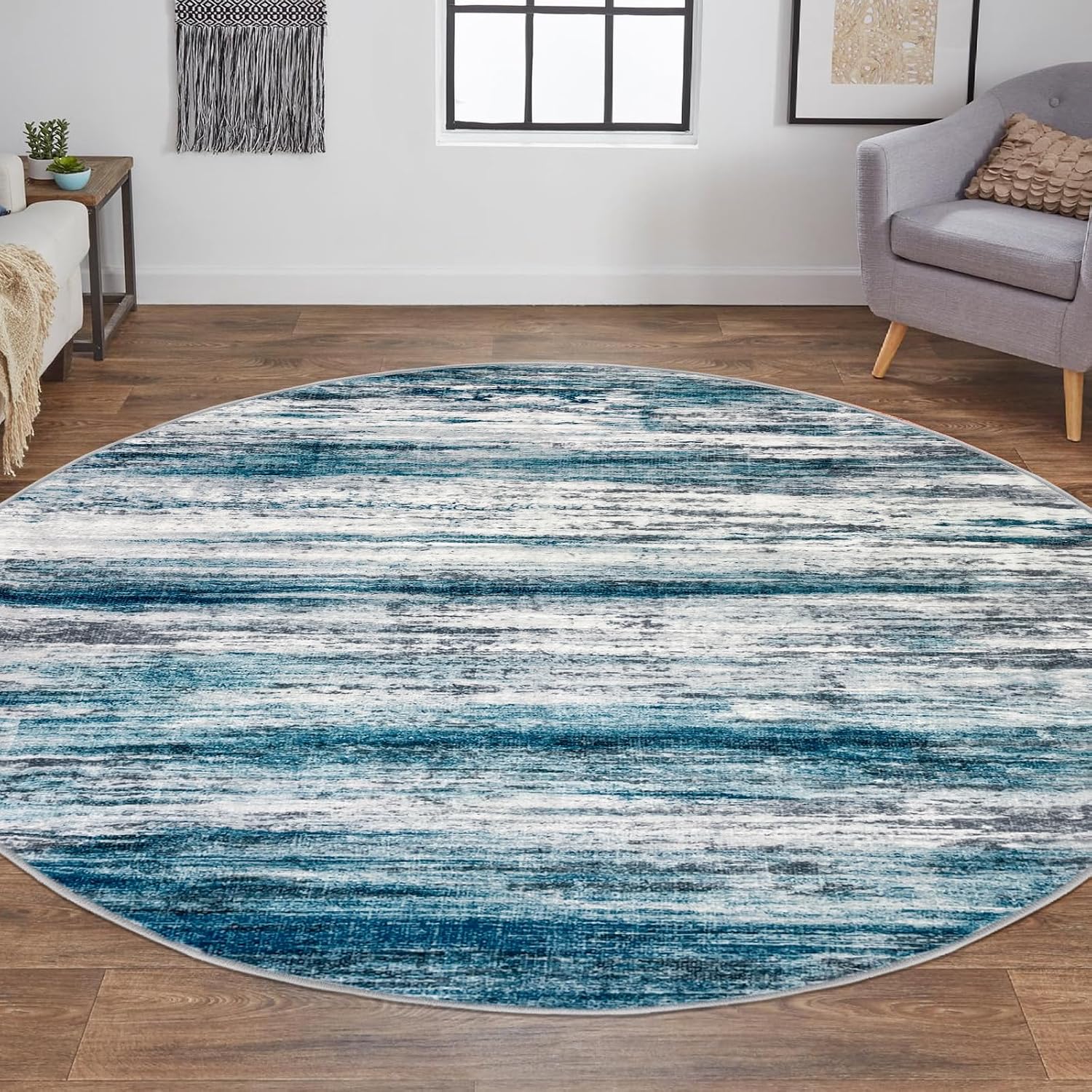 KOZYFLY Modern Abstract Round Area Rug 5Ft