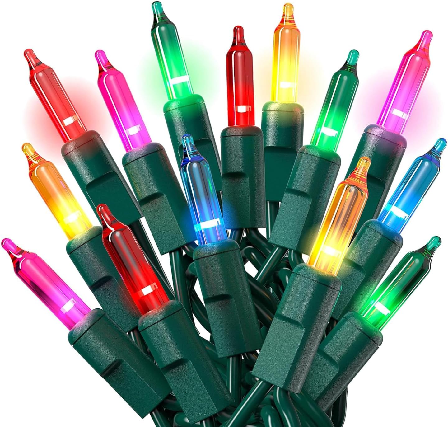 PREXTEX 500 Ct. Multi-Color Christmas Tree Lights with Green Wire - 100 Ft - for Indoor and Outdoor Use - Multicolor Twinkle Christmas Tree Decoration with End-to-End Connectors