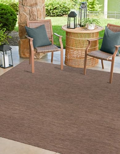 Unique Loom Outdoor Solid 10' Square (Light Brown/Ivory)