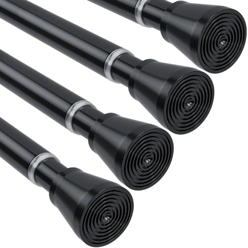 4 Pack Black Shower Curtain Rod 30 to 64 Inch Black Shower Tension Rod Adjustable Curtain Rod No Drilling Spring Tension Curtain Rod Shower Rods for Bathroom Windows Doorways Closet