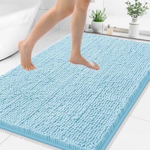 Smiry Luxury Chenille Bathroom Rugs (Sky Blue)