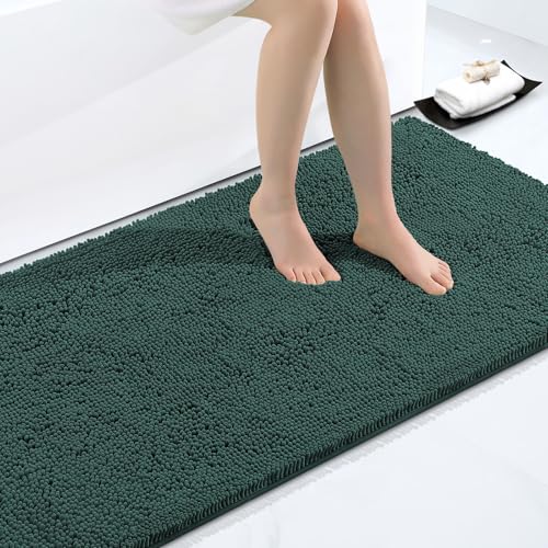 Smiry Luxury Chenille Bathroom Rugs 40x32, Green