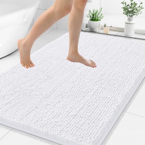 Smiry Luxury Chenille Bathroom Rugs 48x32 (White)