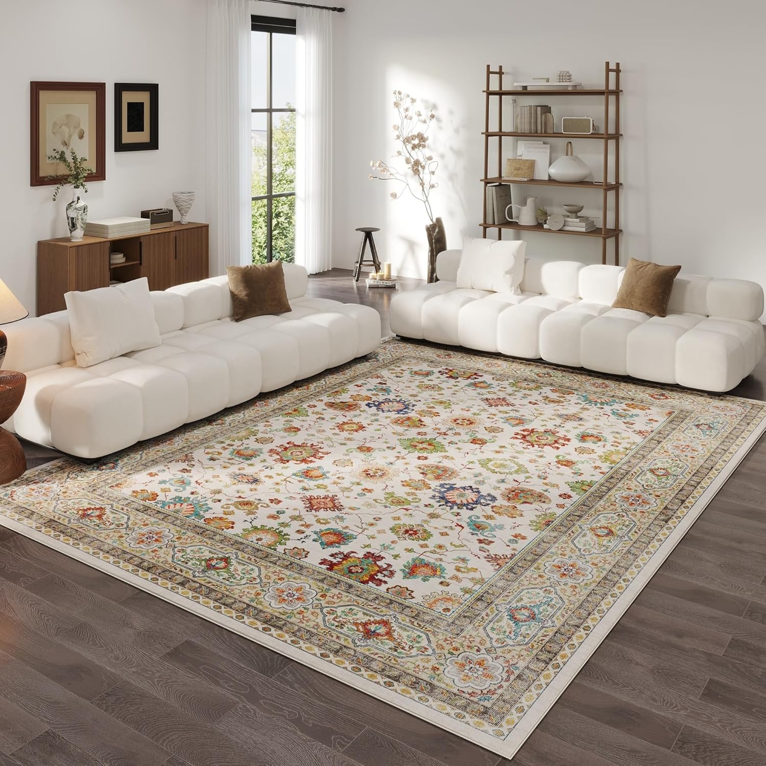Area Rugs 8x10 Machine Washable Boho Rug (Colorful)