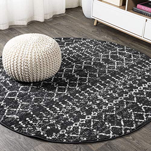 JONATHAN Y Boho Vintage Diamond Black/Ivory Round 8 ft
