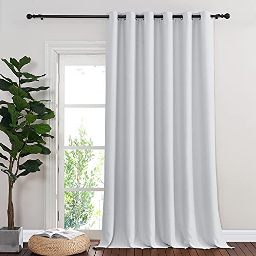 NICETOWN Patio Door Curtain 132 inches Long, Grommet Room Divider Curtain Panel Thermal Insulated Room Darkening for Bedroom, Greyish White, W80 x L132, 1 Panel