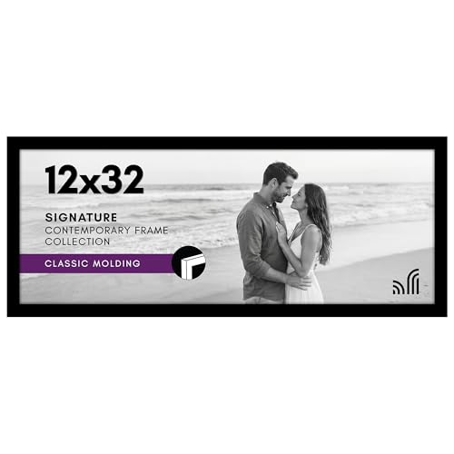 Americanflat 12x32 Picture Frame with Polished Plexiglass - Black