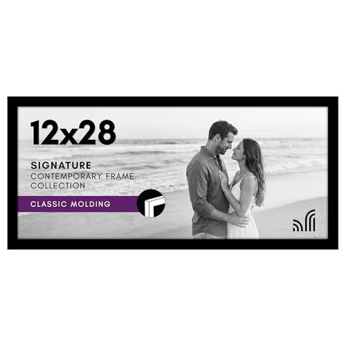 Americanflat 12x28 Picture Frame with Polished Plexiglass - Black