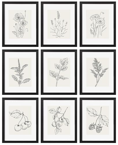 eletecpro 11x14 Picture Frames Set of 9 Classic Gallery Wall Frame Set, Displays 8x10 Photos with Mat or 11x14 No Mat, Black Picture Frames Collage Wall Decor for Home Decor
