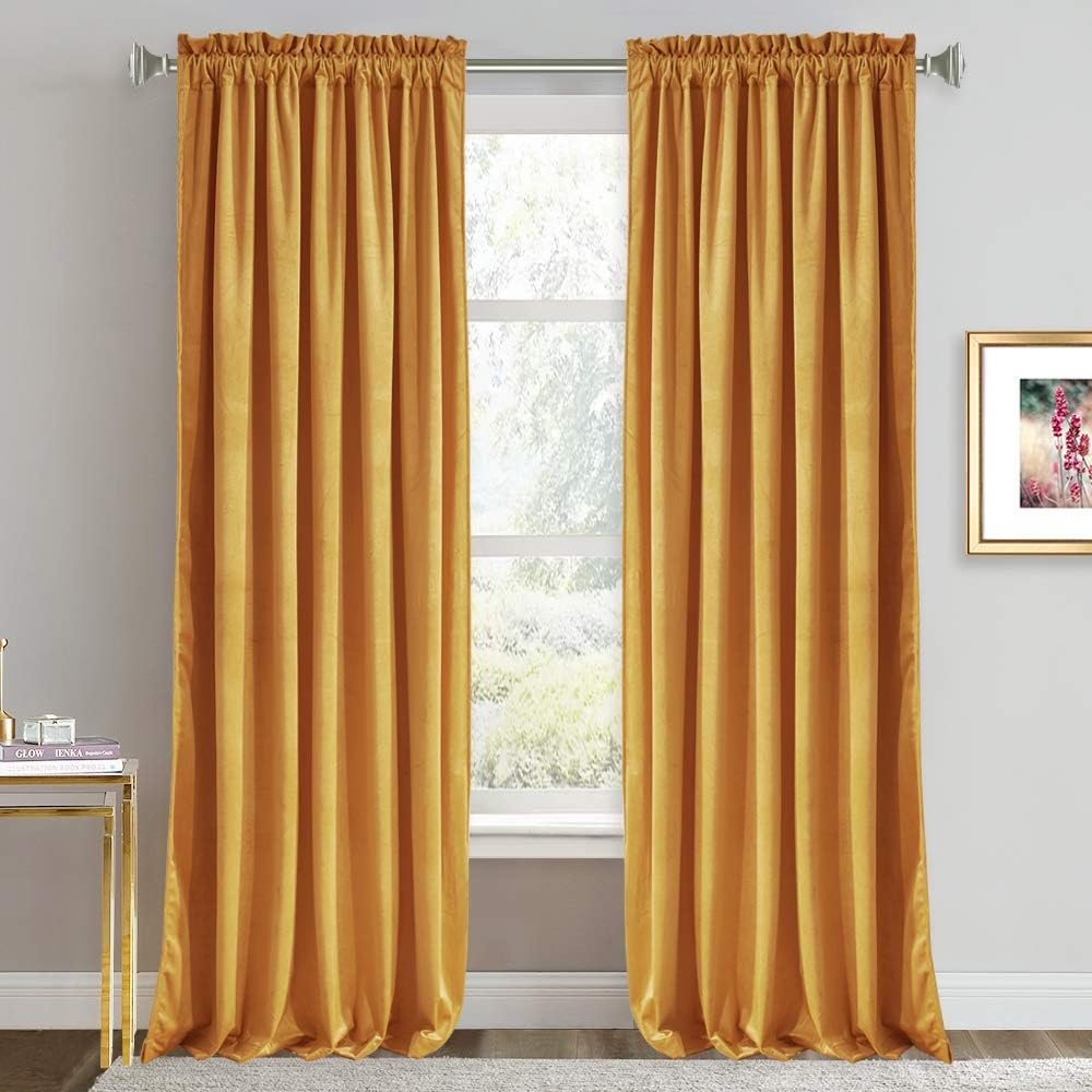 RYB HOME Velvet Curtains (Marigold)