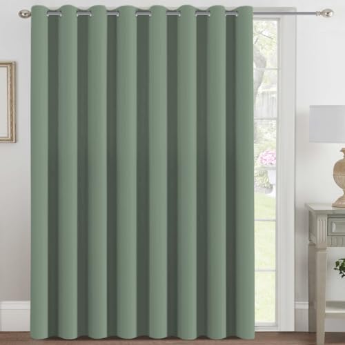 H.VERSAILTEX Blackout Patio Curtains 100 x 108 Inches for Sliding Door Extral Wide Blackout Curtain Panels Thermal Insulated Room Divider - Grommet Top, 9' Tall by 8.5' Wide - Green Bay