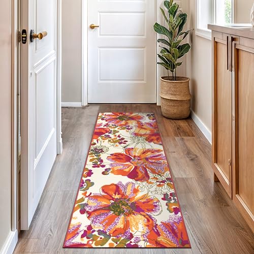 Rugshop Multi Bright Flowers Non Slip Non-Shedding Runner Rug for Hallway, Kitchen and Laundry Room, 2'7" x 8'