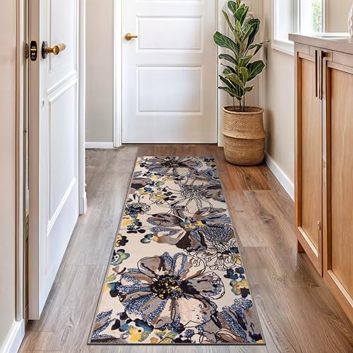 Rugshop Cream Bright Flowers Runner