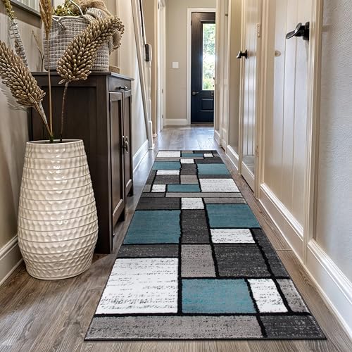 Rugshop Contemporary Modern Boxes (Blue)