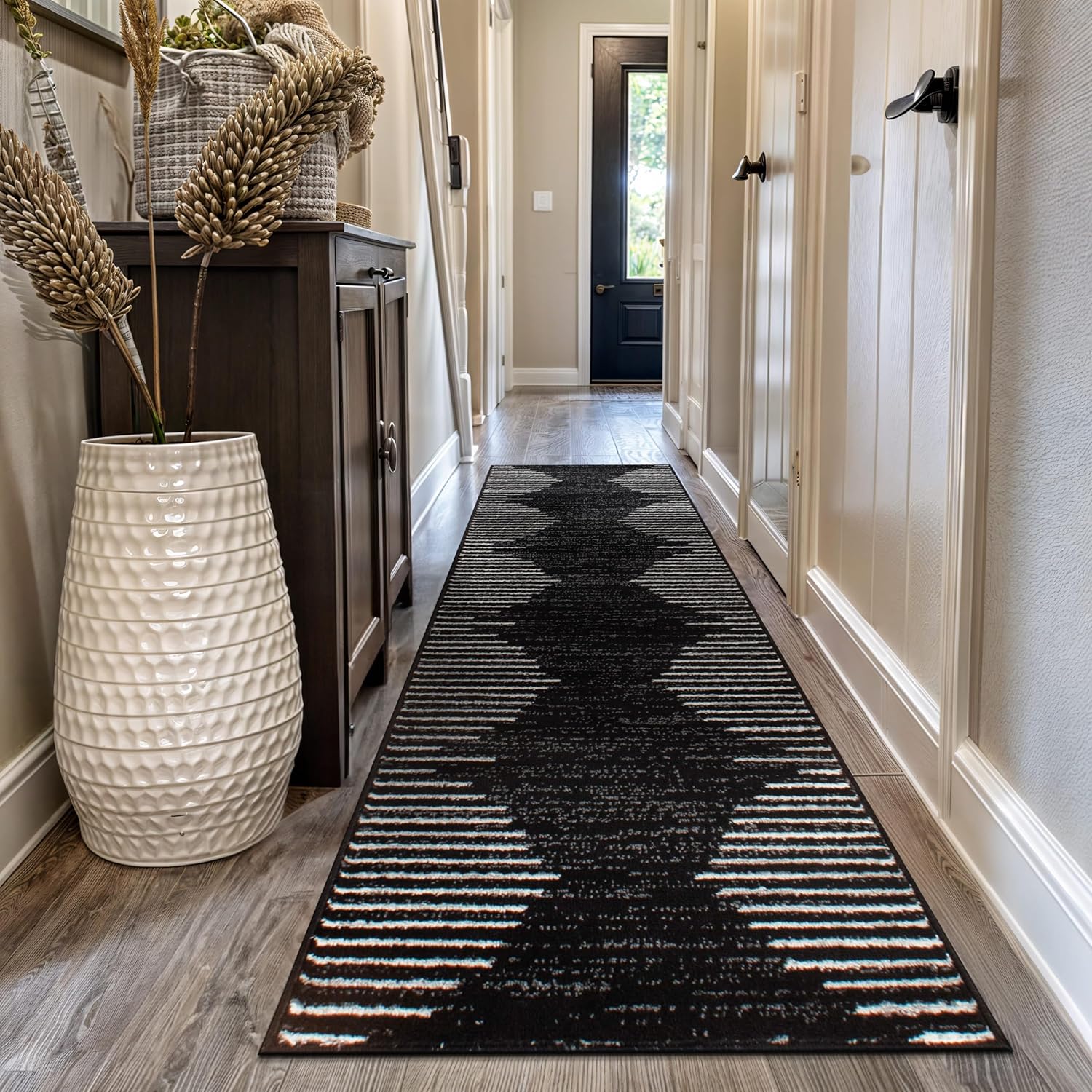 Rugshop Bohemian Stripe 2'7" x 10' Black