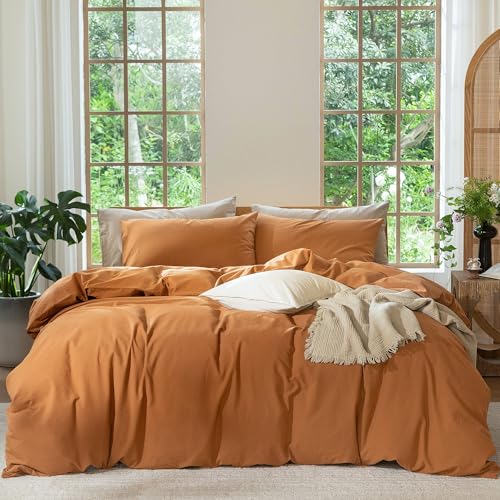 MooMee Washed Cotton Duvet Cover (Burnt Orange)