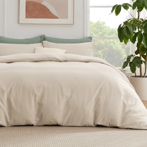 Bedsure Duvet Cover with Fitted Sheet Queen - Cooling Deep Pocket, Hotel Luxury Soft Double Brushed Bedding Set with Zipper Closure, 1 Duvet Cover, 1 Fitted Sheet, 2 Pillow Shams, NO Comforter, Linen