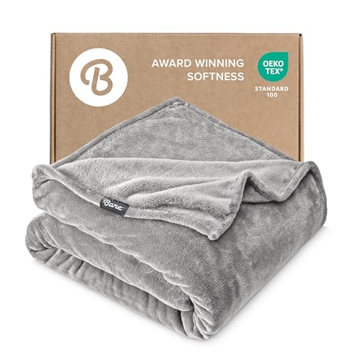 Bare Home Fleece Blanket - King - Light Grey - Lightweight Throw for Bed, Sofa, Couch, Movie Night, Camping, and Travel - Microplush - Ultra Soft Warm Blanket (King, Light Grey)