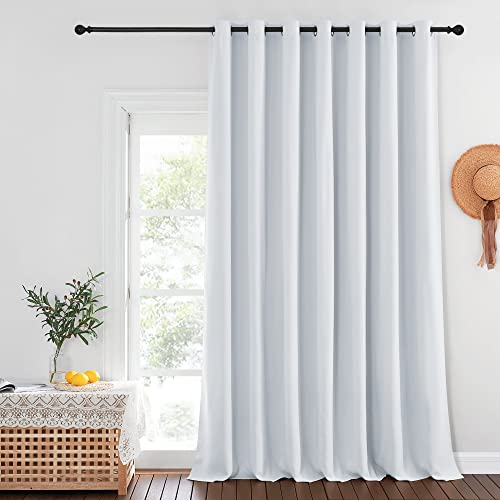 NICETOWN Patio Door Curtain 132 inches Long, Grommet Room Divider Sliding Door Curtain Light Blocking Thermal Insulated for Bedroom/Living Room, Greyish White, W100 x L132, 1 Panel