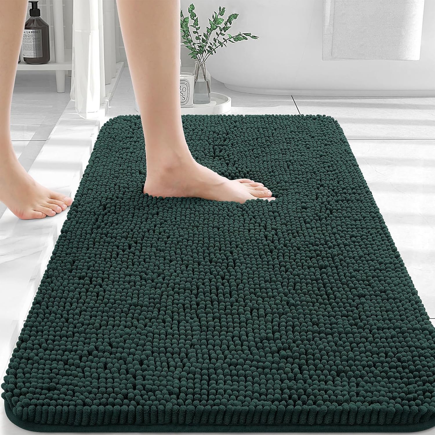 OLANLY Bathroom Rugs 36x24 (Blackish Green)
