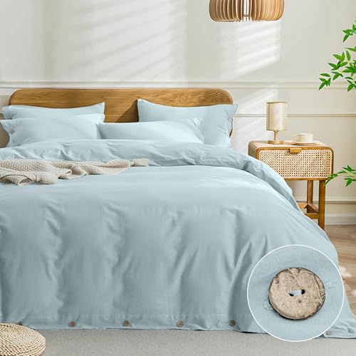JELLYMONI Cotton Duvet Cover Queen Size - Light Blue