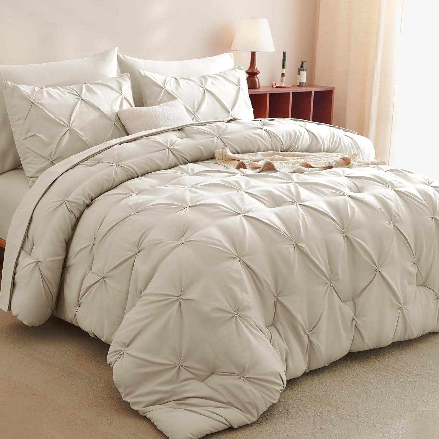CozyLux Full Comforter Set Oatmeal