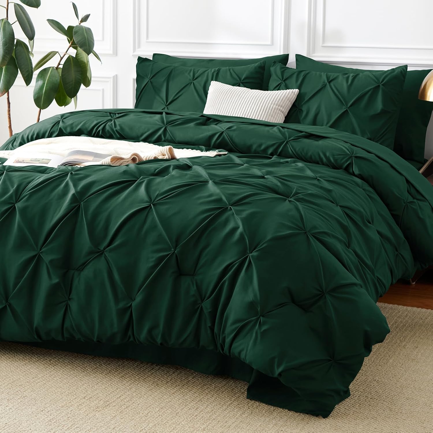 CozyLux Queen Comforter Set Emerald Green