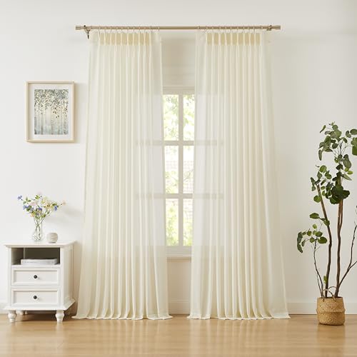 WEST LAKE Cream Pinch Pleat Sheer 84"