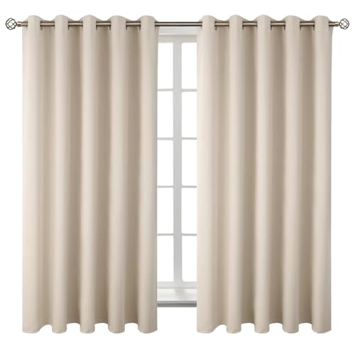 BGment Blackout Curtains - Grommet Thermal Insulated Room Darkening Bedroom and Living Room Curtains, Set of 2 Panels (70 x 63 Inch, Champagne)