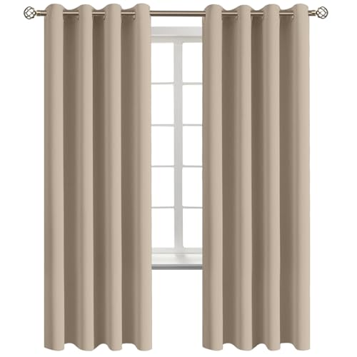 BGment Blackout Curtains - Grommet Thermal Insulated Room Darkening Bedroom and Living Room Curtains, Set of 2 Panels (52 x 72 Inch, Sand)