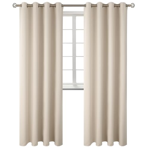 BGment Blackout Curtains - Grommet Thermal Insulated Room Darkening Bedroom and Living Room Curtains, Set of 2 Panels (52 x 95 Inch, Champagne)
